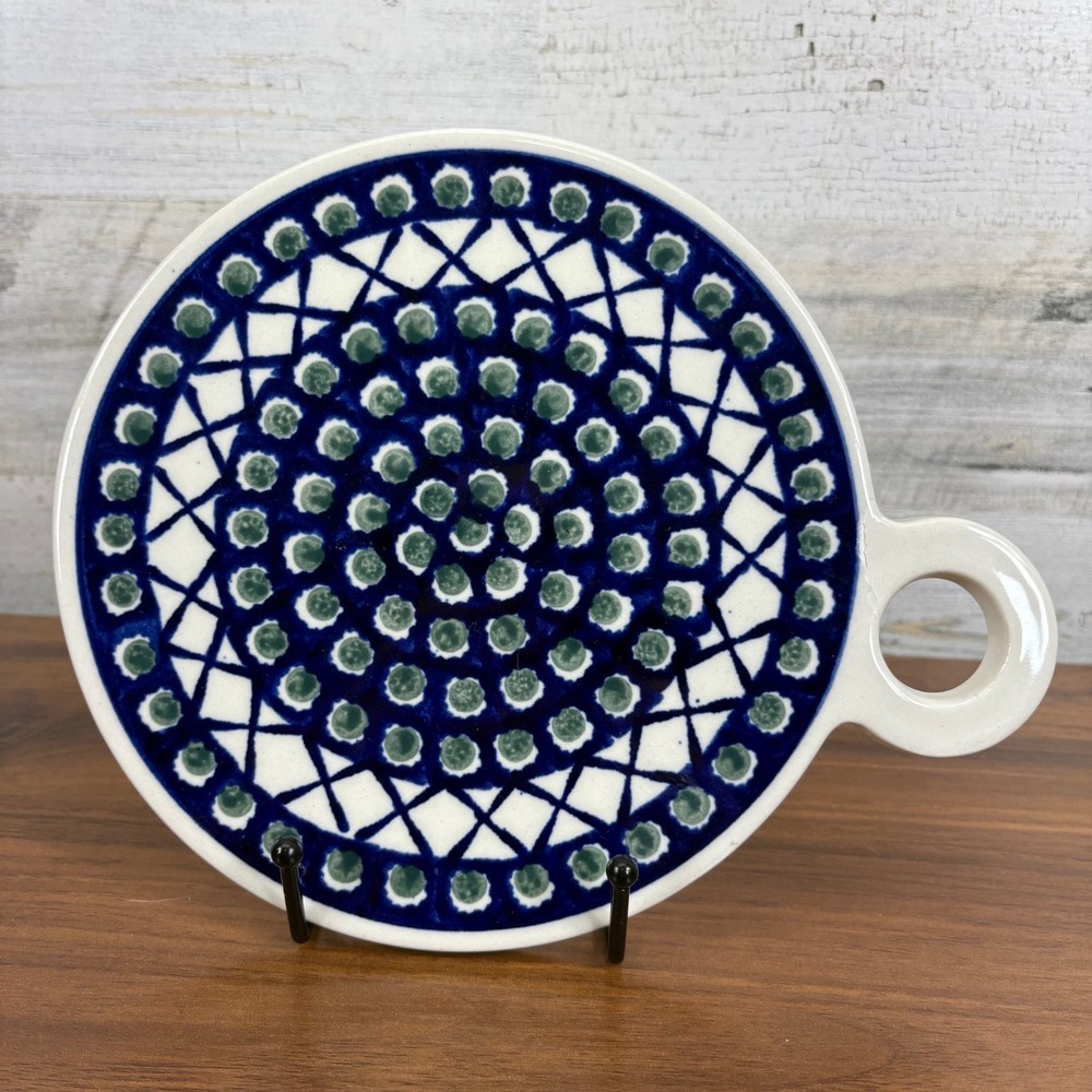 Boleslawiec Poland Trivet Cheese Cutting Board Peacock Vintage Handmade